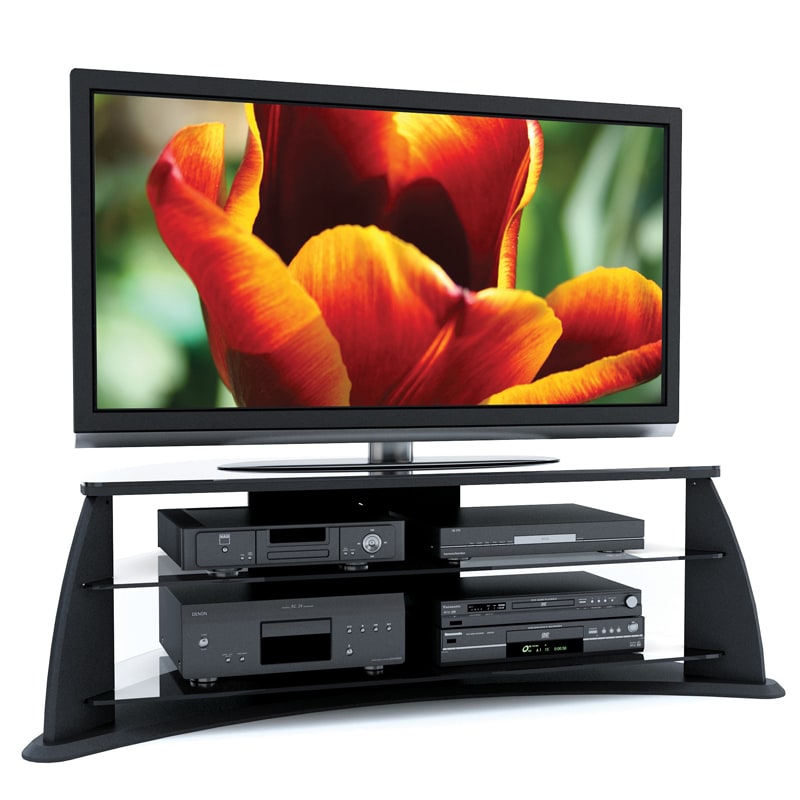 Sonax Florence 51 inch Midnight Black Tv Stand With Glass Shelves