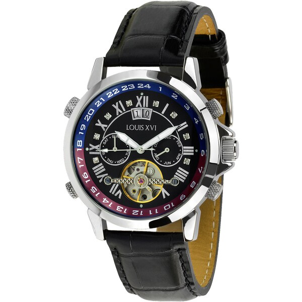 Shop Louis XVI Men&#39;s Aramis Le Noir Black Leather Automatic Watch - Free Shipping Today ...