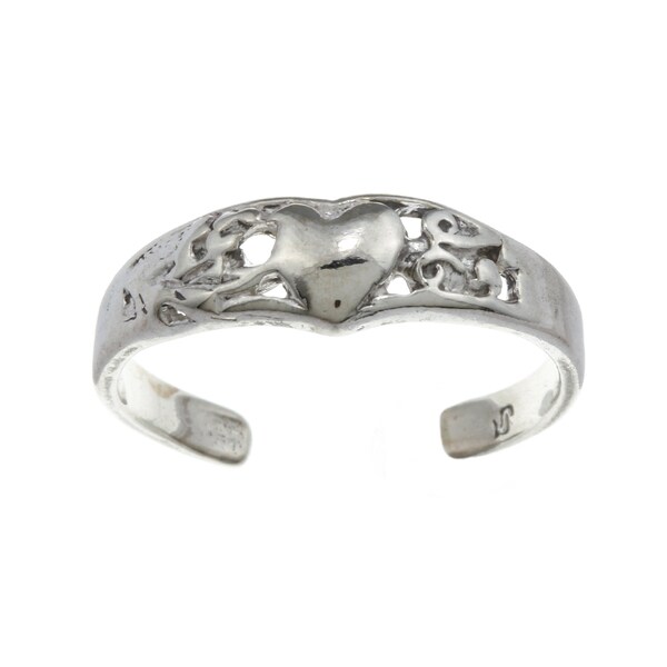 Sterling Silver Heart and Vines Adjustable Toe Ring