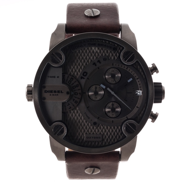 Diesel Mens DZ7258 Brown Leather Strap Grey Dial Chronograph Watch