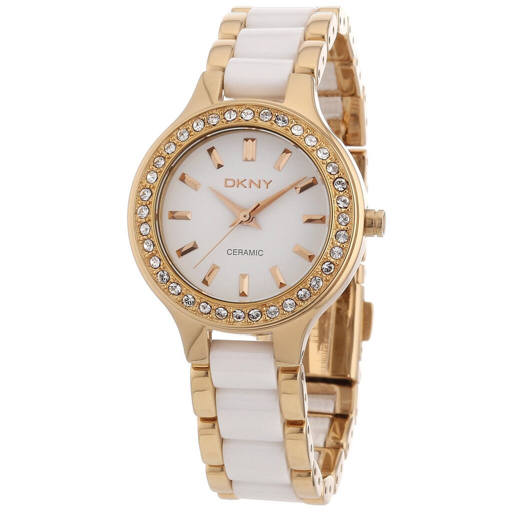 DKNY Women's NY8141 'Chambers' Stainless Steel and Ceramic Watch - White