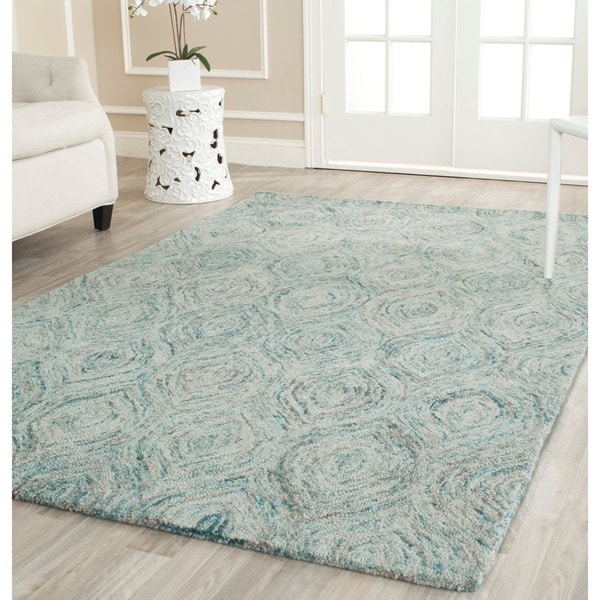 Safavieh Handmade Ikat Ivory/ Sea Blue Wool Rug 8' x 10' Free