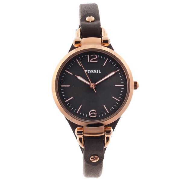 Fossil Women's ES3077 'Georgia' Rose-goldtone Leather Strap Watch