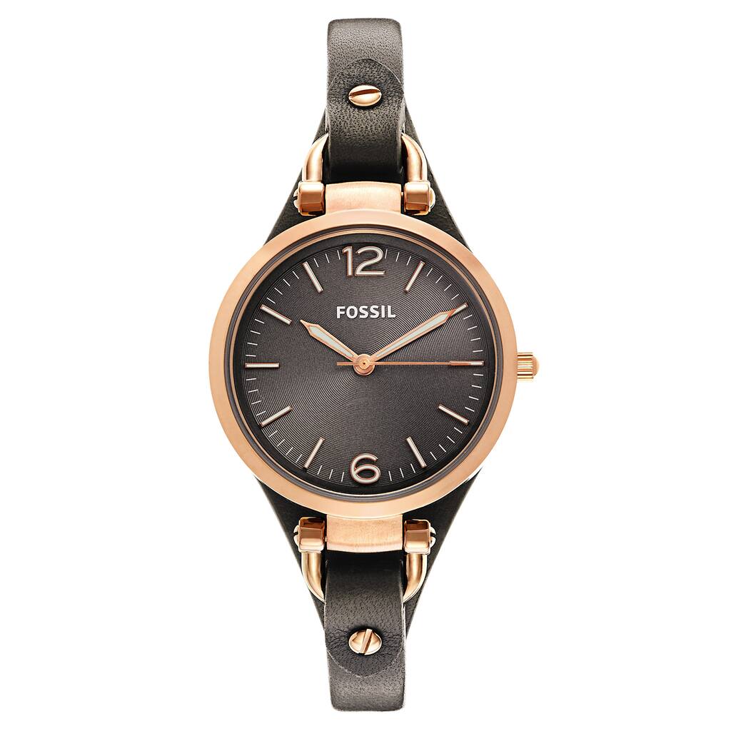 Fossil Women's ES3077 'Georgia' Rose-goldtone Leather Strap Watch