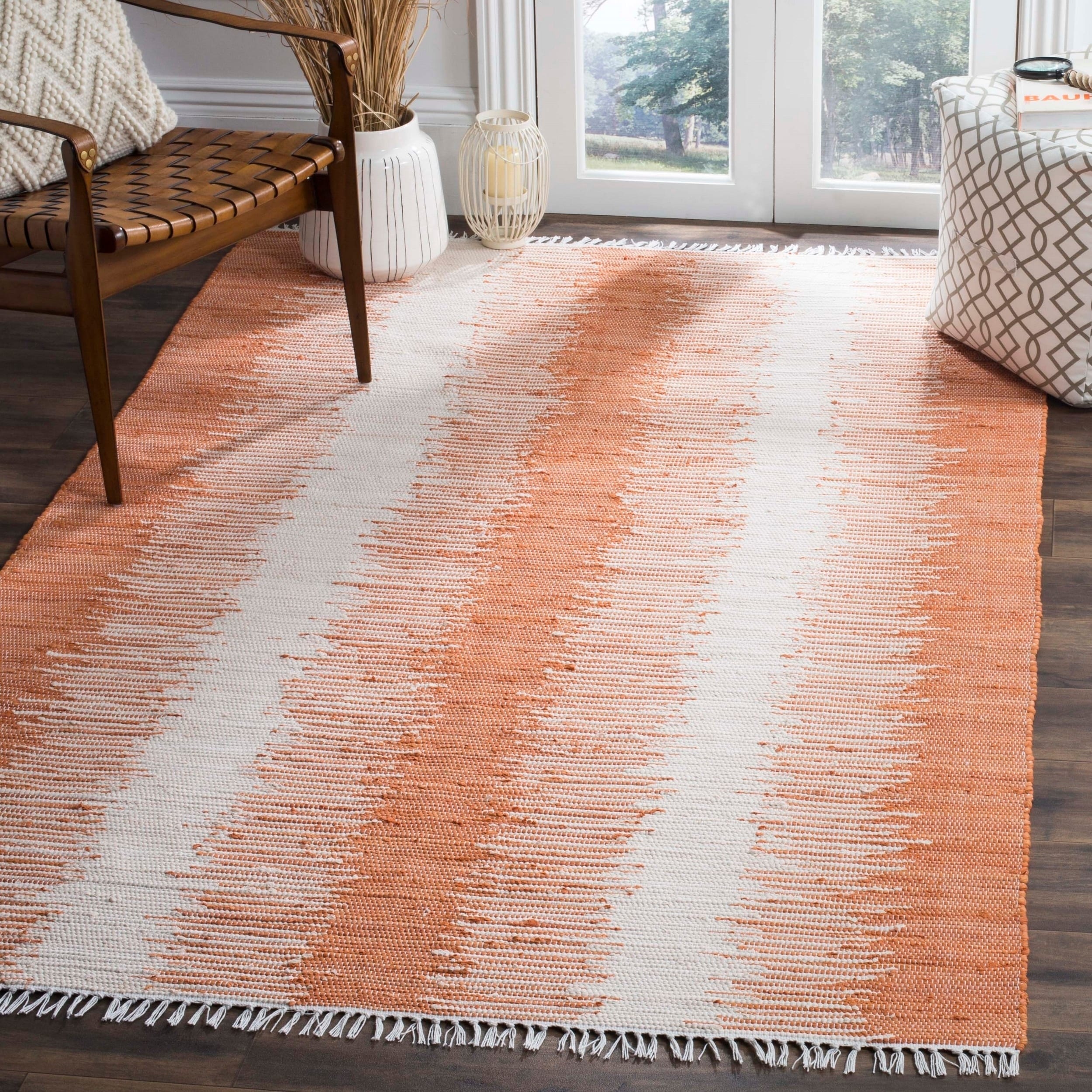 Safavieh Hand woven Montauk Orange Cotton Rug (5 X 8)