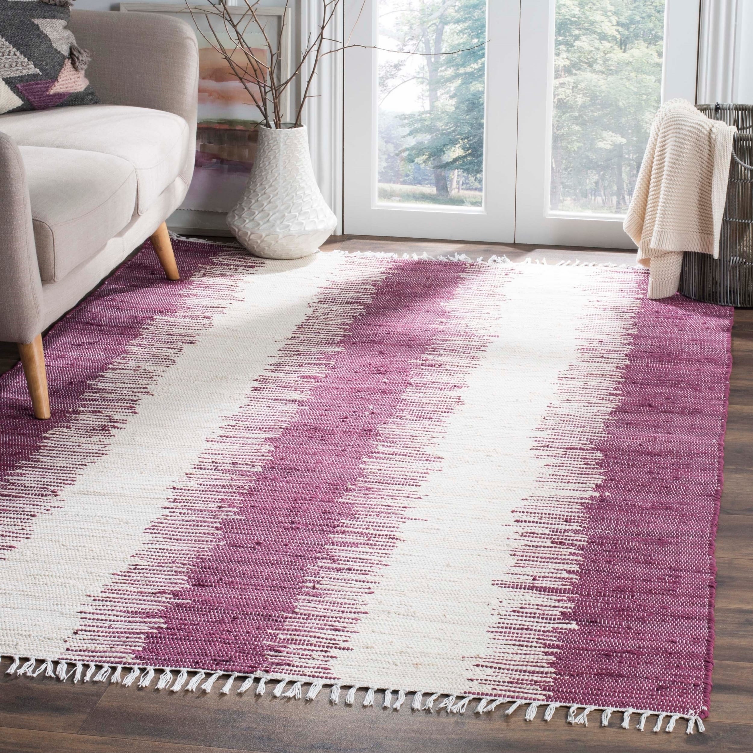 Safavieh Hand woven Montauk Purple Cotton Rug (8 X 10)