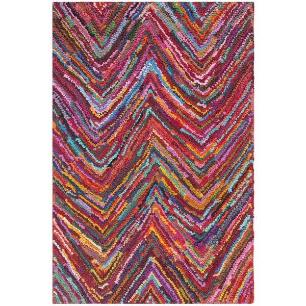Safavieh Handmade Nantucket Abstract Chevron Pink/ Multi Cotton Rug (2' x 3') - 2' x 3'