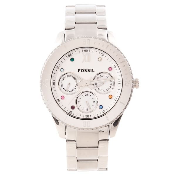 Fossil Women's 'Stella' Stainless Steel CZ Accented Watch Fossil Women's Fossil Watches