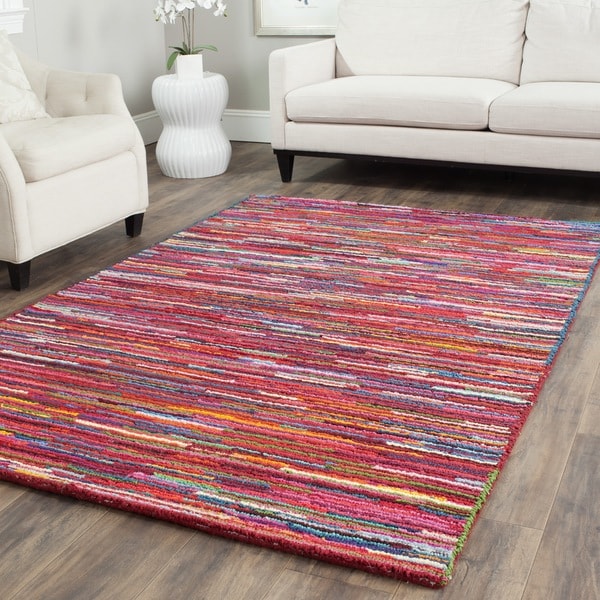 Safavieh Handmade Nantucket Abstract Pink/ Multi Cotton Rug (5' x 8') - 5' x 8'