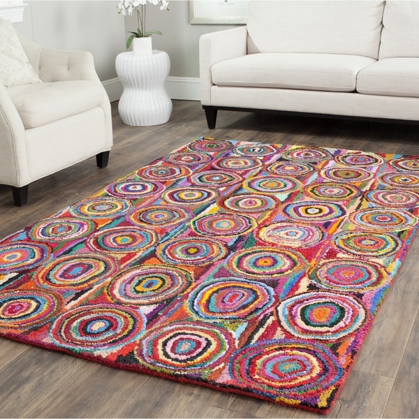 Safavieh Handmade Nantucket Modern Abstract Pink/ Multi Cotton Rug - 8' x 10'
