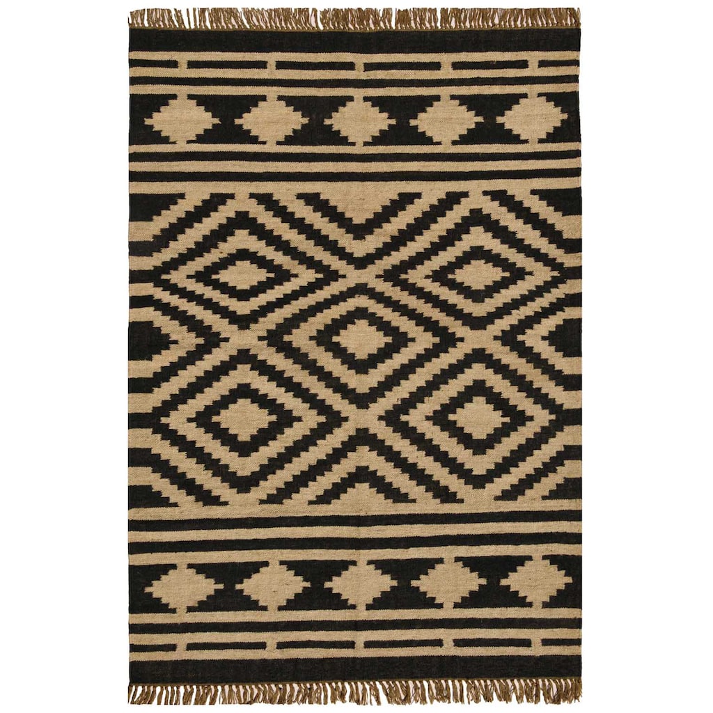 Hand-woven Kilim Beige Wool/ Jute Rug (8' x 11')