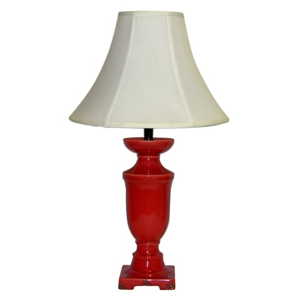 Distressed Red Column Table Lamp Crown Lighting Table Lamps