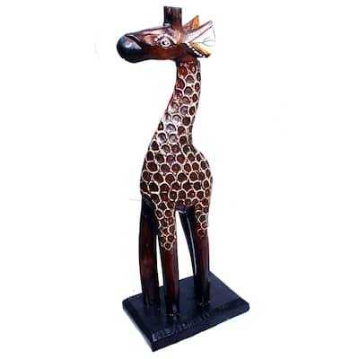Handmade 8-Inch Wooden Giraffe Statue (Indonesia)