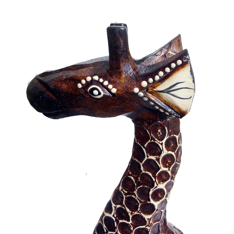 Handmade 8-Inch Wooden Giraffe Statue (Indonesia)