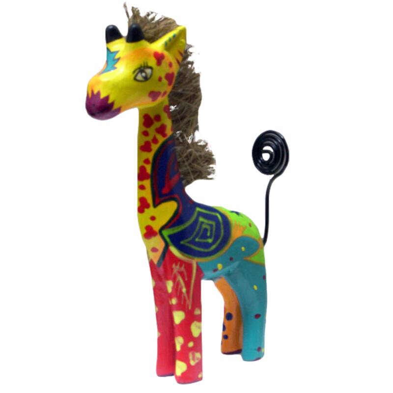 Handmade Colorful 4-inch Giraffe Statue (Indonesia) - Yellow