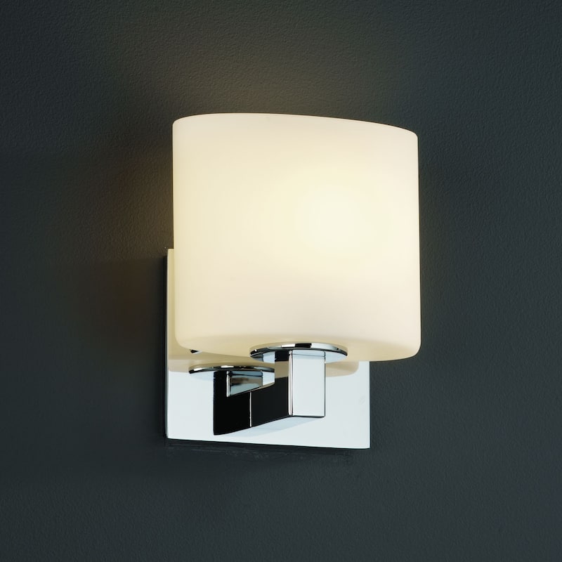 Justice Design Fusion Modular 1-light Polished Chrome ADA Wall Sconce, Opal Oval Shade