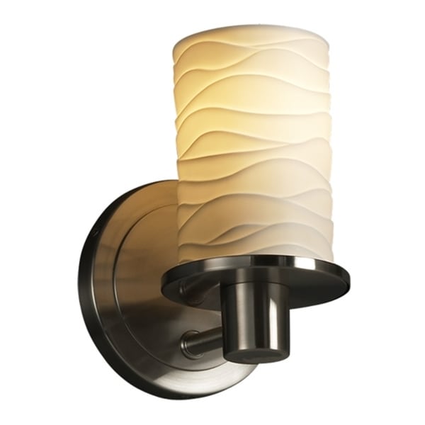 Waves Cylinder Flat Rim Brushed Nickel 1 light Wall Sconce Sconces & Vanities