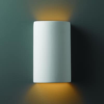 Strick & Bolton Wes Small Cylinder Ceramic Bisque 1-light Wall Sconce