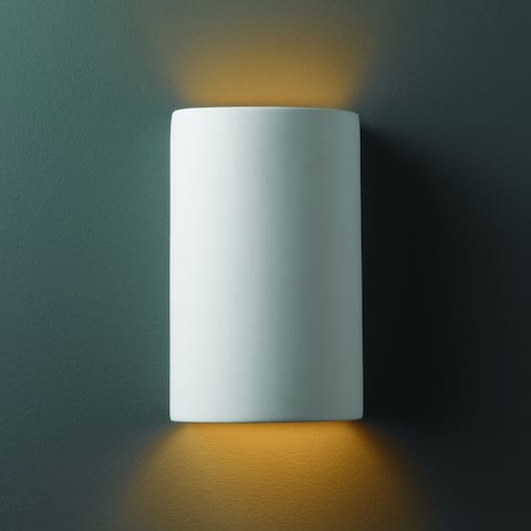 Strick & Bolton Wes Small Cylinder Ceramic Bisque 1-light Wall Sconce