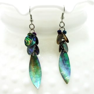 Peacock Leaf Natural Abalone Shell Dangle Earrings (Philippines) Earrings