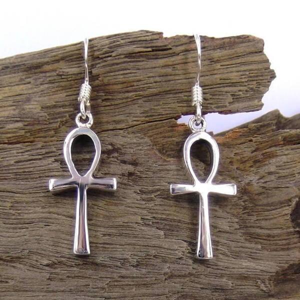 Handmade Hammered Sterling Silver Ankh Cuff Bracelet
