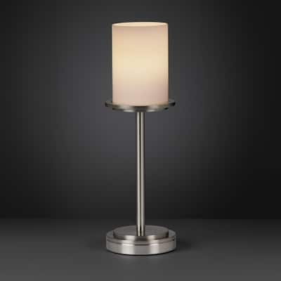 Copper Grove Opzoom 1-light Brushed Nickel Table Lamp with Flat-rim Cylindrical Opal Shade