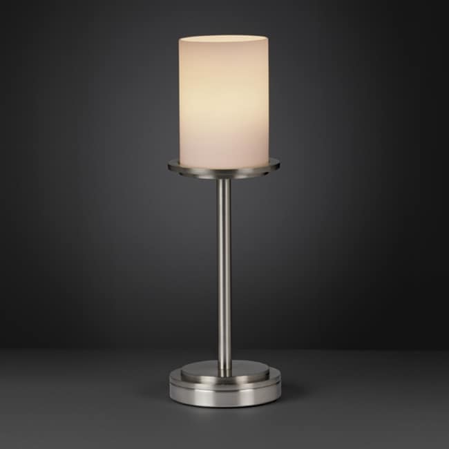 Copper Grove Opzoom 1-light Brushed Nickel Table Lamp with Flat-rim Cylindrical Opal Shade