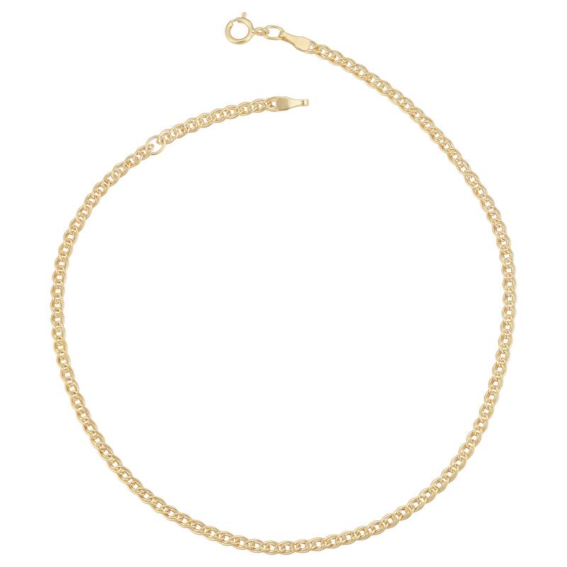 Fremada 10k Yellow Gold 2.4-mm Hollow Inner Link Adjustable Anklet