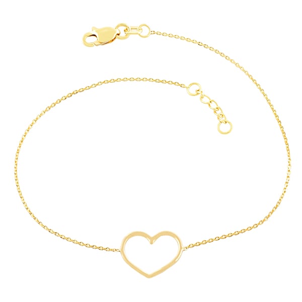 Fremada 14k Yellow Gold Sideways Open Heart Adjustable Bracelet Fremada Gold Bracelets