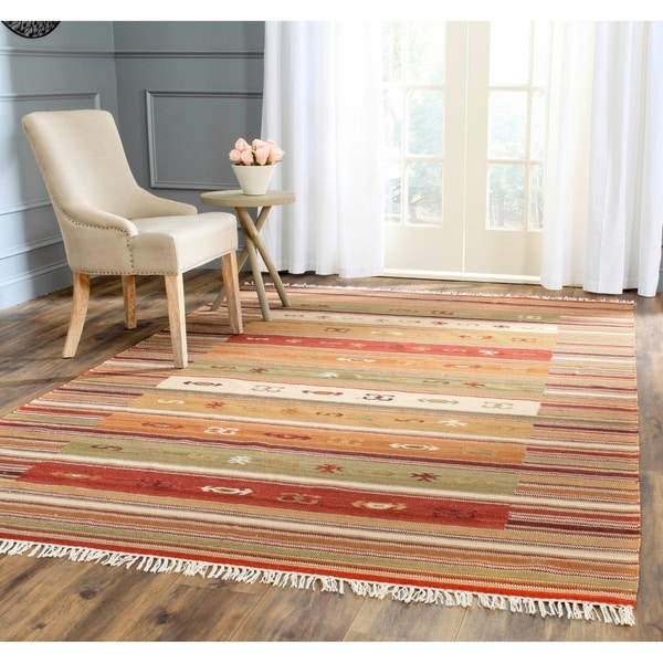 Safavieh Hand-woven Kilim Burgundy/ Multi Wool Rug - 8' x 10'