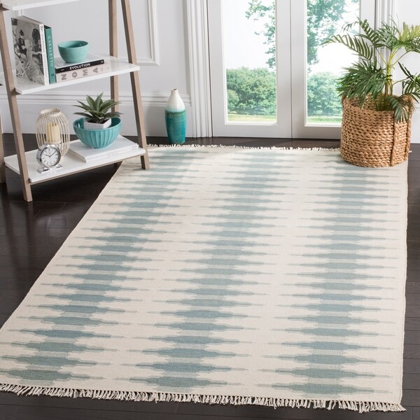 Safavieh Hand-woven Southwestern Kilim Ivory/ Blue Wool Rug - 9' x 12'