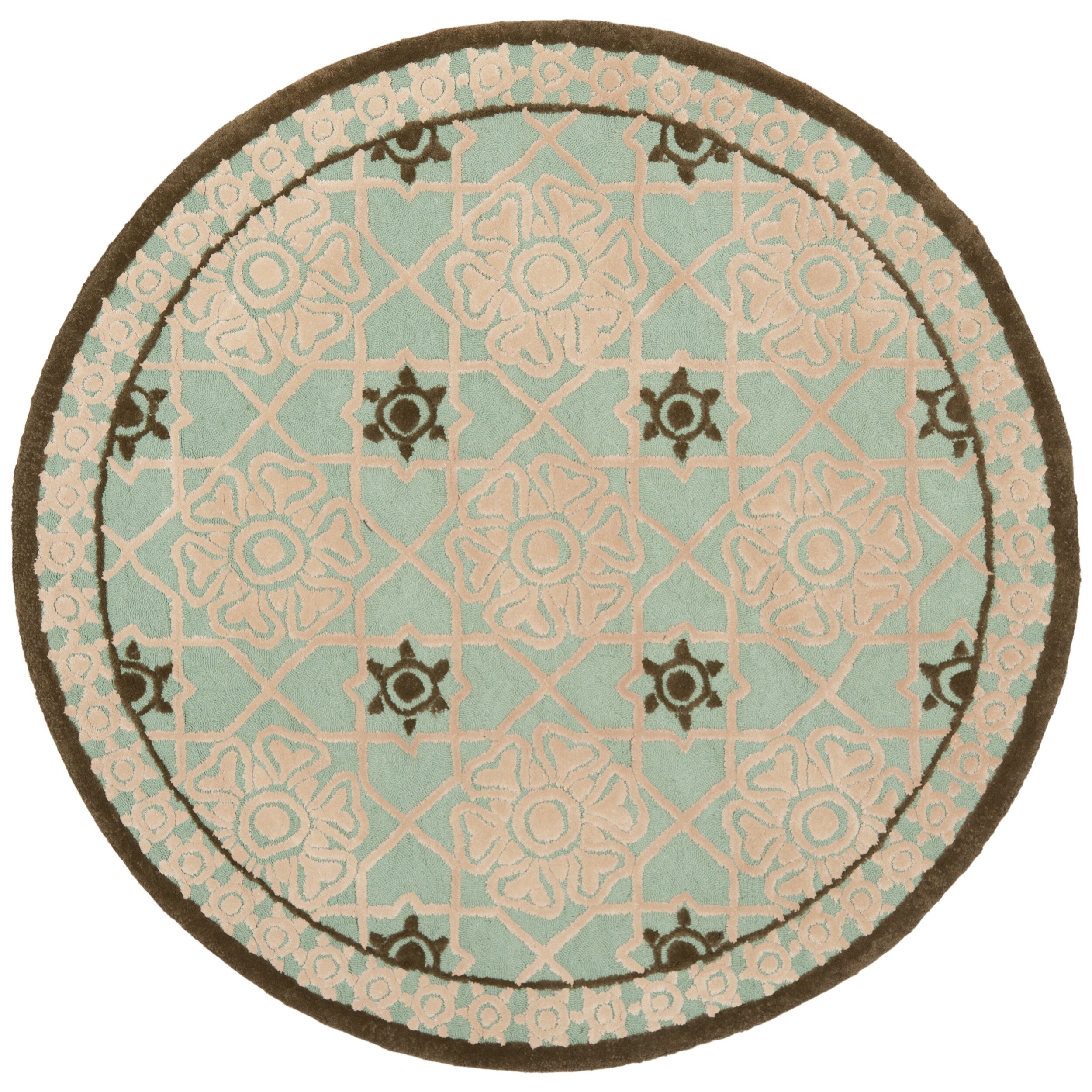 Safavieh Hand hooked Newport Teal/ Ivory Cotton Rug (4 X 4 Round)
