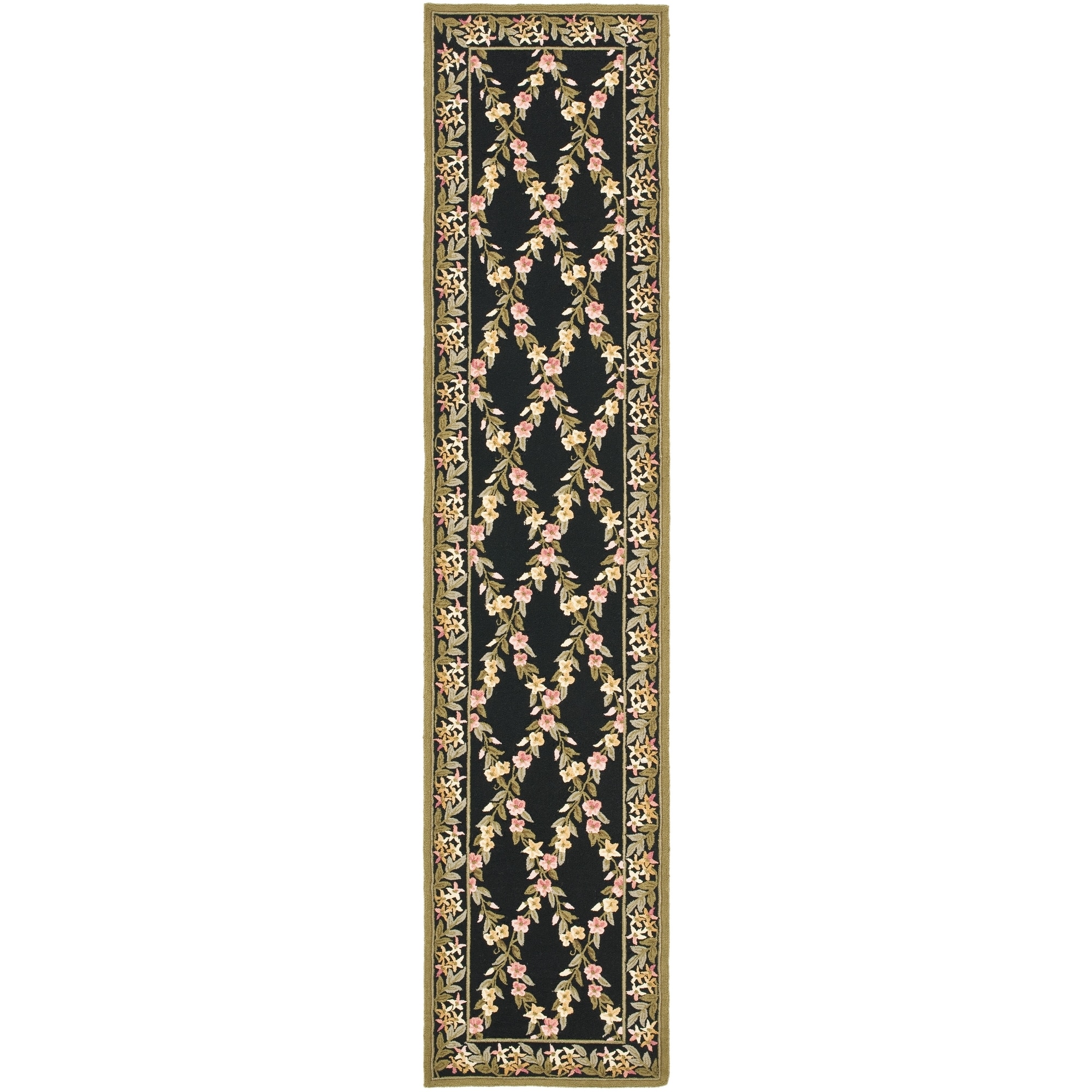 Safavieh Transitional Hand hooked Wilton Black/green New Zealand Wool Rug (23 X 10)