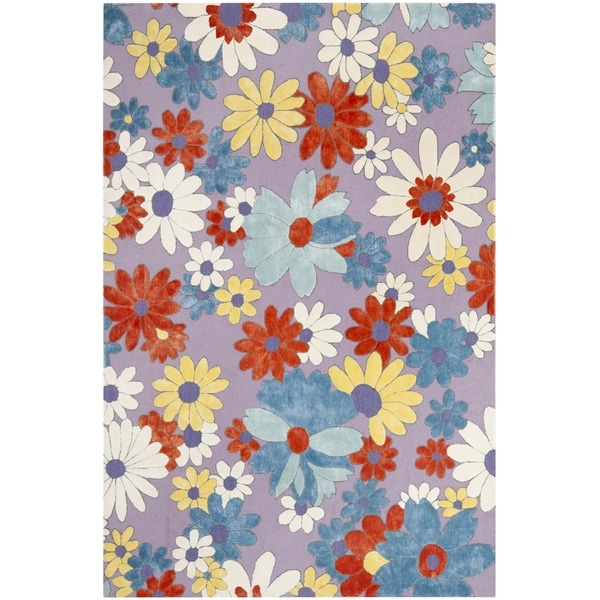 Safavieh Hand-hooked Wilton Lilac/ Blue New Zealand Wool Rug - 5' x 8'