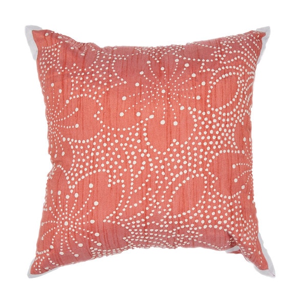 Japenese Floral Design Coral 18 inch Decorative Square Pillow JRCPL Throw Pillows