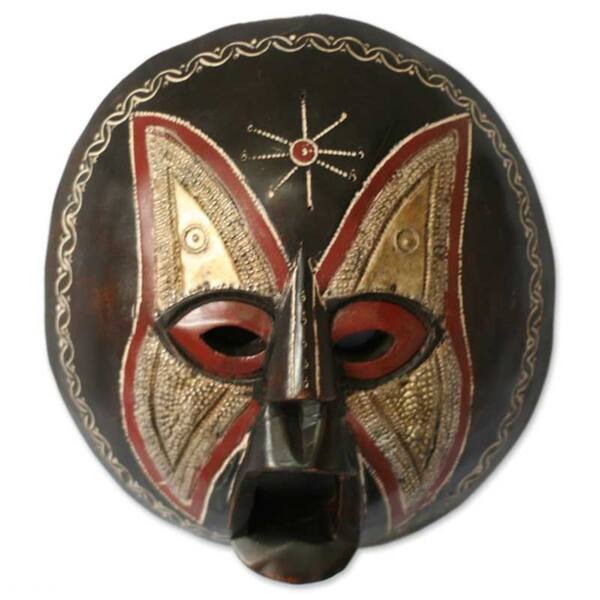 Brown Ghana Handmade Wood Mask Brown Ghana Handmade Wood Mask
