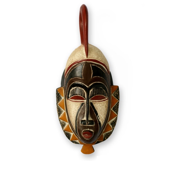 Handcrafted Sese Wood 'Family Values' African Mask , Handmade in Ghana