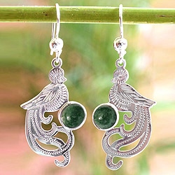 Silver 'Bamboo Path to Enlightenment' Jade Earrings (Thailand ...