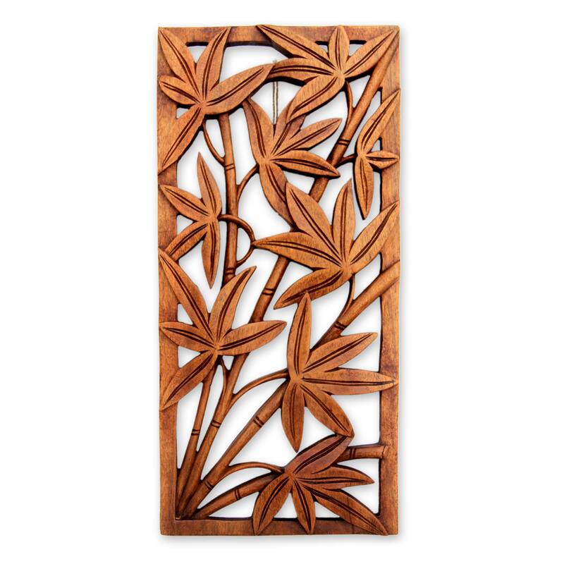 Suar Wood 'Autumn Song' Relief Panel Wall Sculpture (Indonesia)