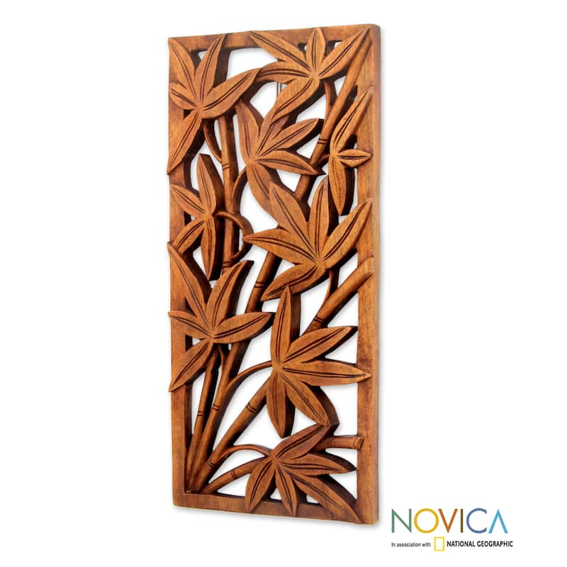 Suar Wood 'Autumn Song' Relief Panel Wall Sculpture (Indonesia)