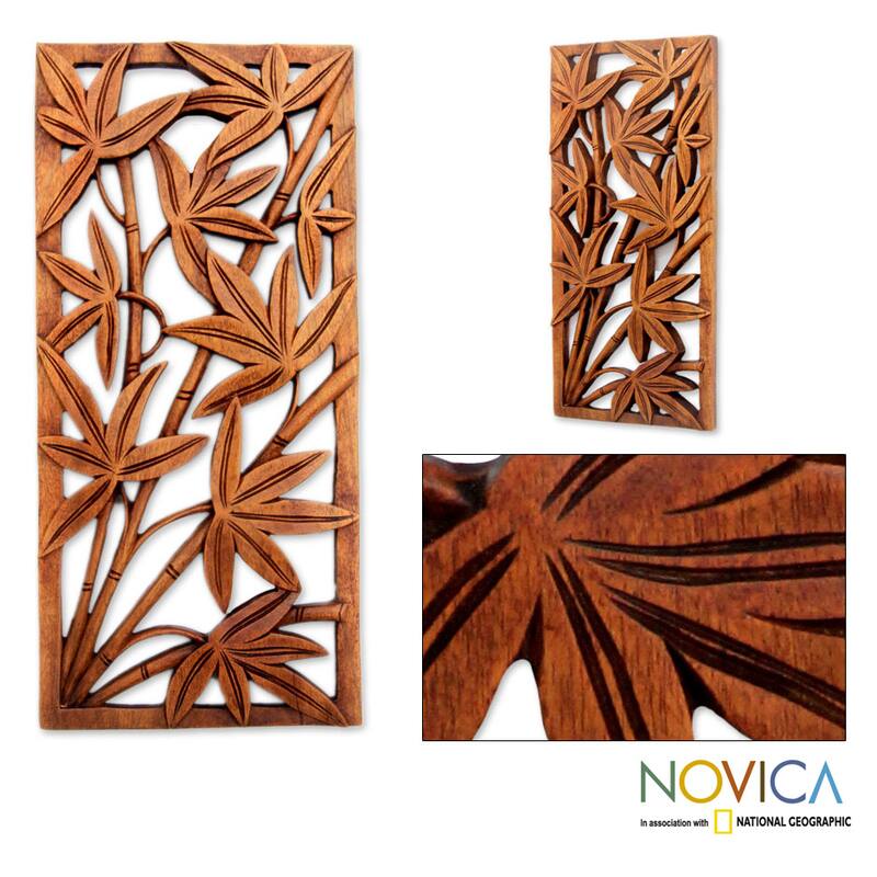 Suar Wood 'Autumn Song' Relief Panel Wall Sculpture (Indonesia)