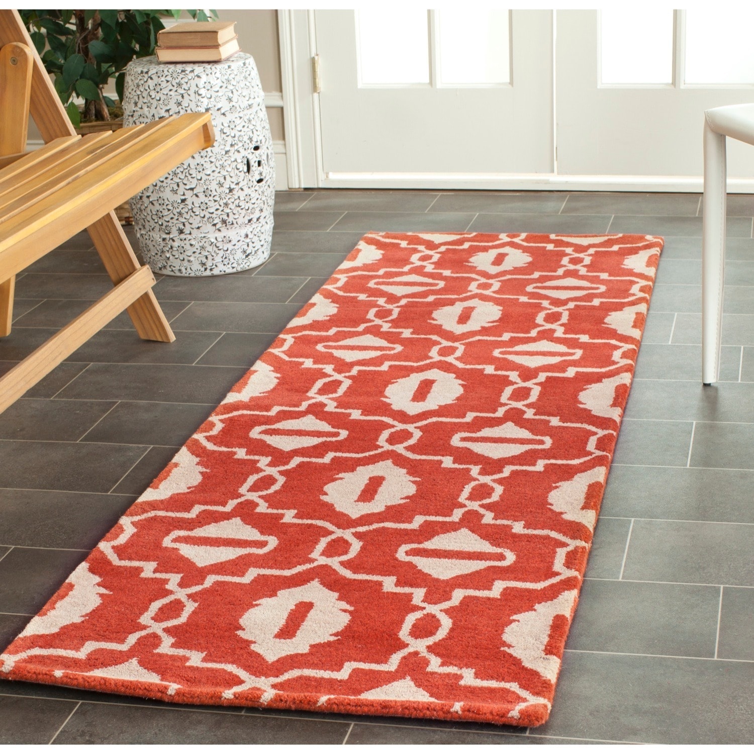 Safavieh Handmade Moroccan Chatham Orange Wool Rug (23 X 7)