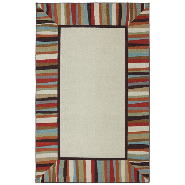 Indoor/Outdoor Bordered Patio Rug (8' x 10') 7x9   10x14 Rugs