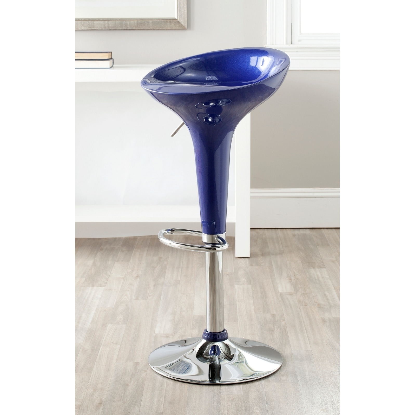 Safavieh Sacha Navy Blue Adjustable Height Swivel Bar Stool