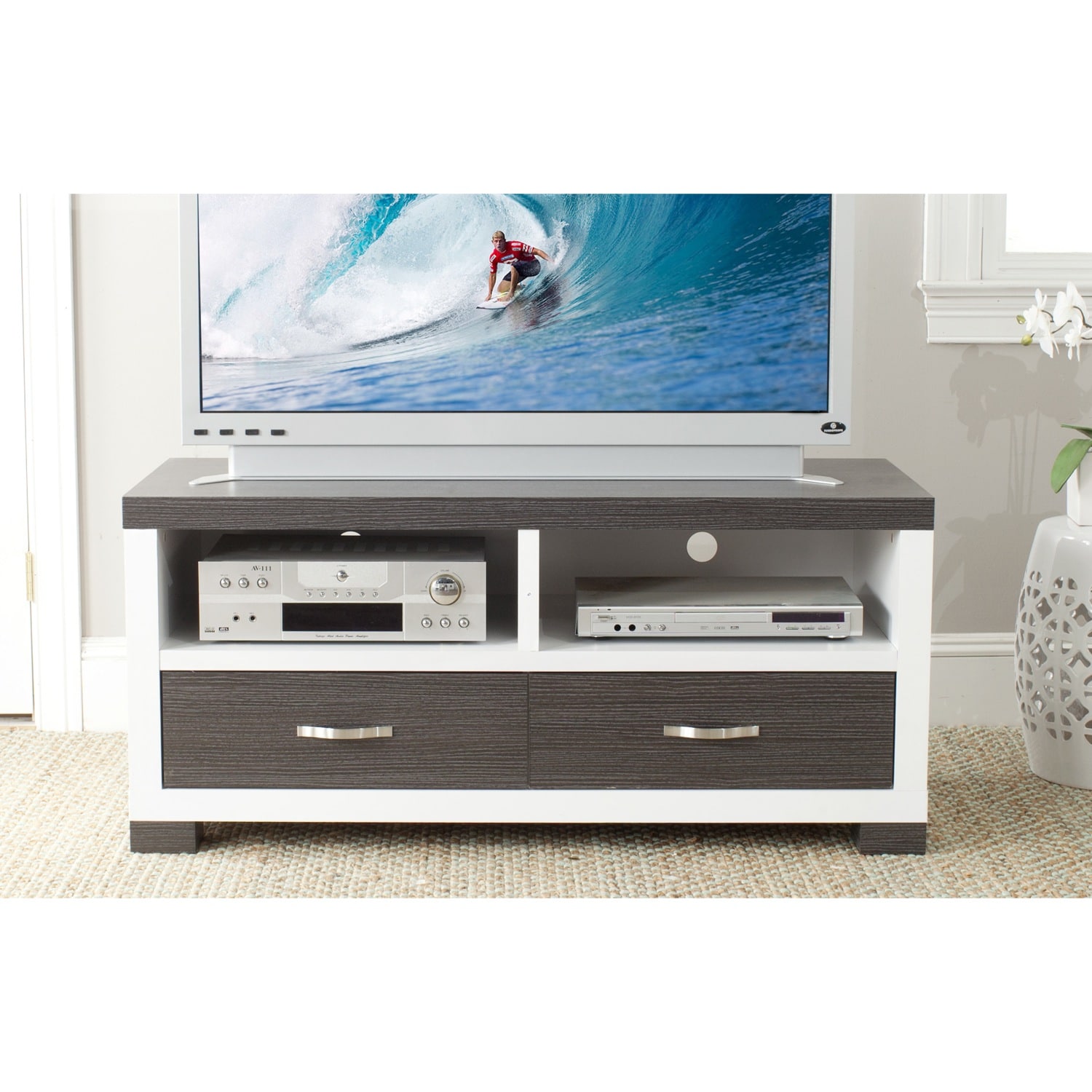 Safavieh Monroe Dark Gray Two drawer Mdf Tv Cabinet