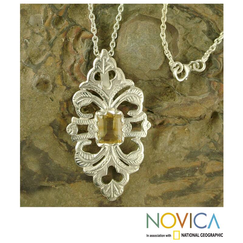 Handmade Sterling Silver 'Sunshine' Citrine Necklace (India)