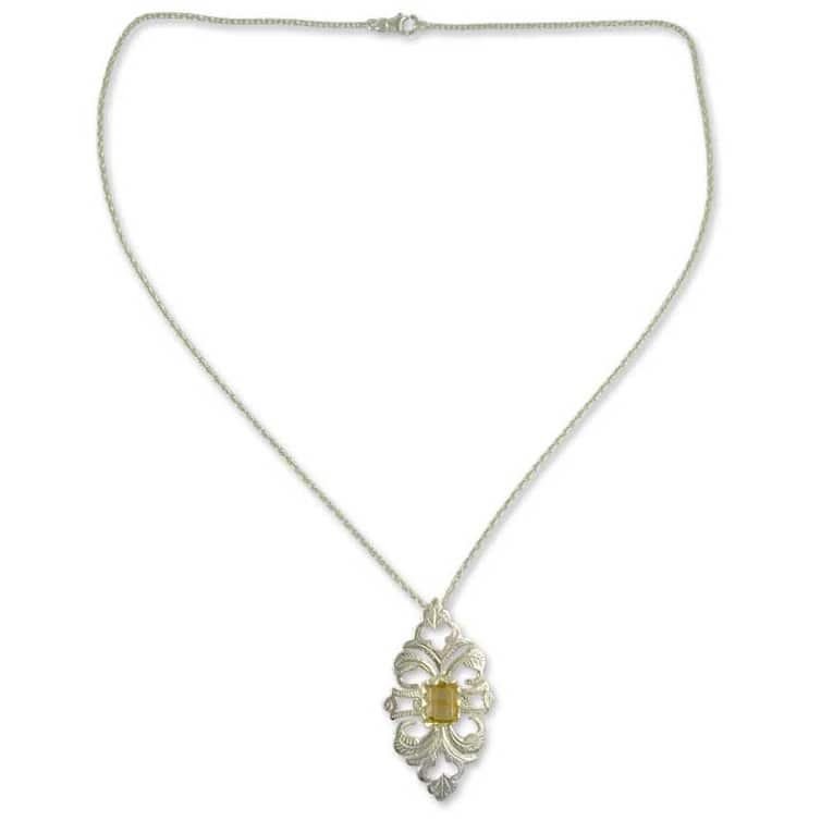 Handmade Sterling Silver 'Sunshine' Citrine Necklace (India)