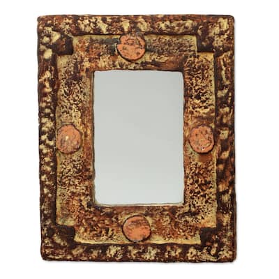 Handmade Hand of the Lord Mirror (Ghana) - Brown
