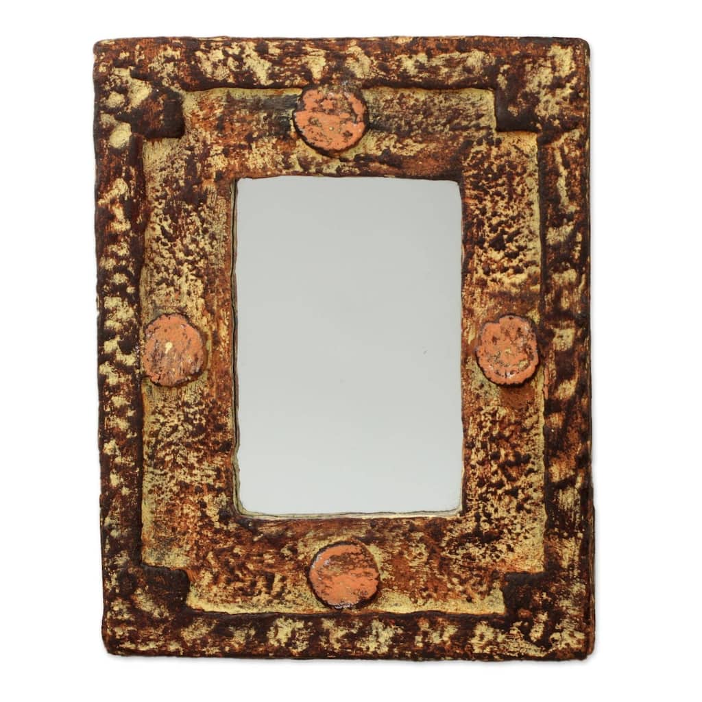Handmade Hand of the Lord Mirror (Ghana) - Brown