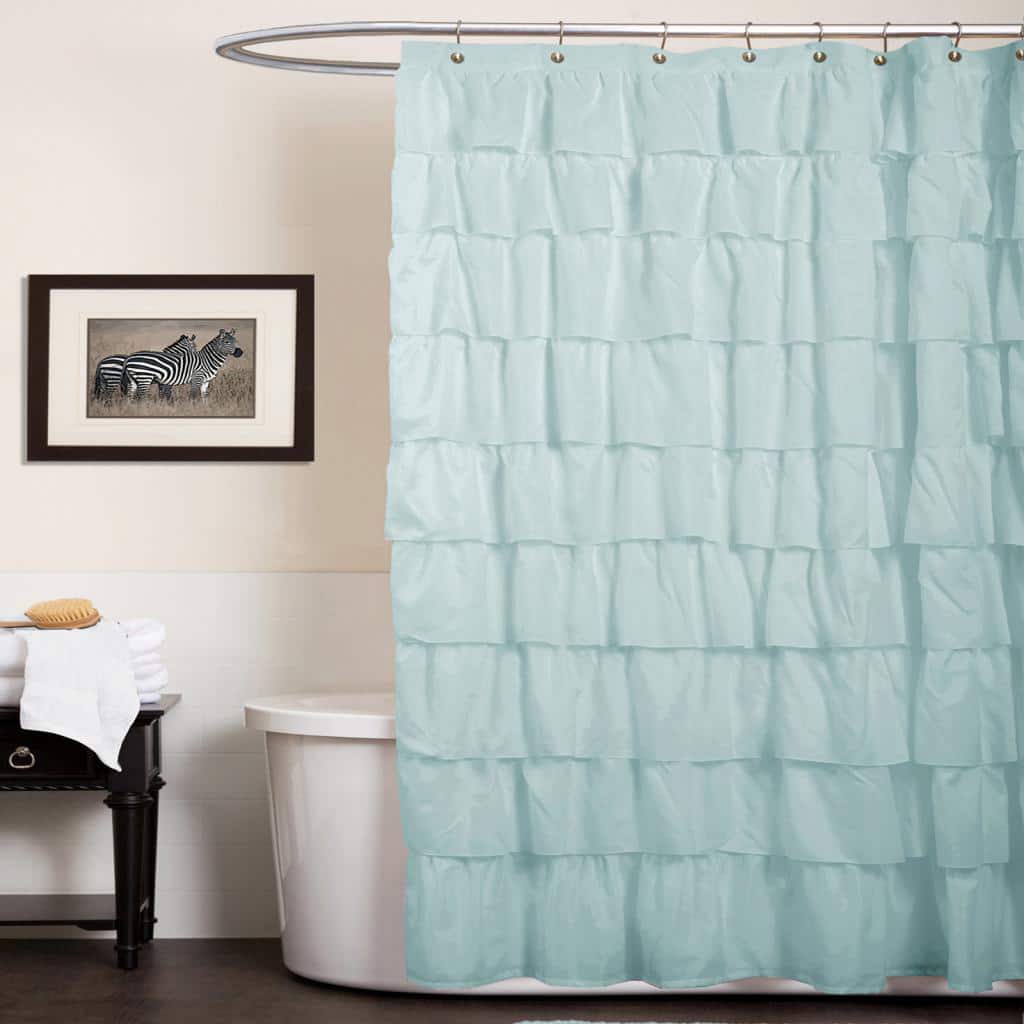 Lush Decor Ruffle Aqua Blue Shower Curtain